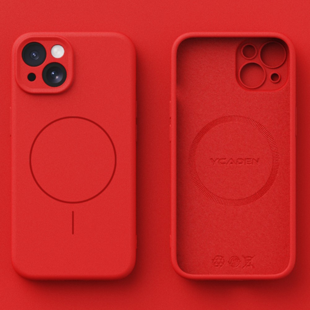 YCADEN For iPhone 15 Case Compatible with MagSafe Precision Cutouts Ultra Thin TPU Phone Cover - Chinese Red