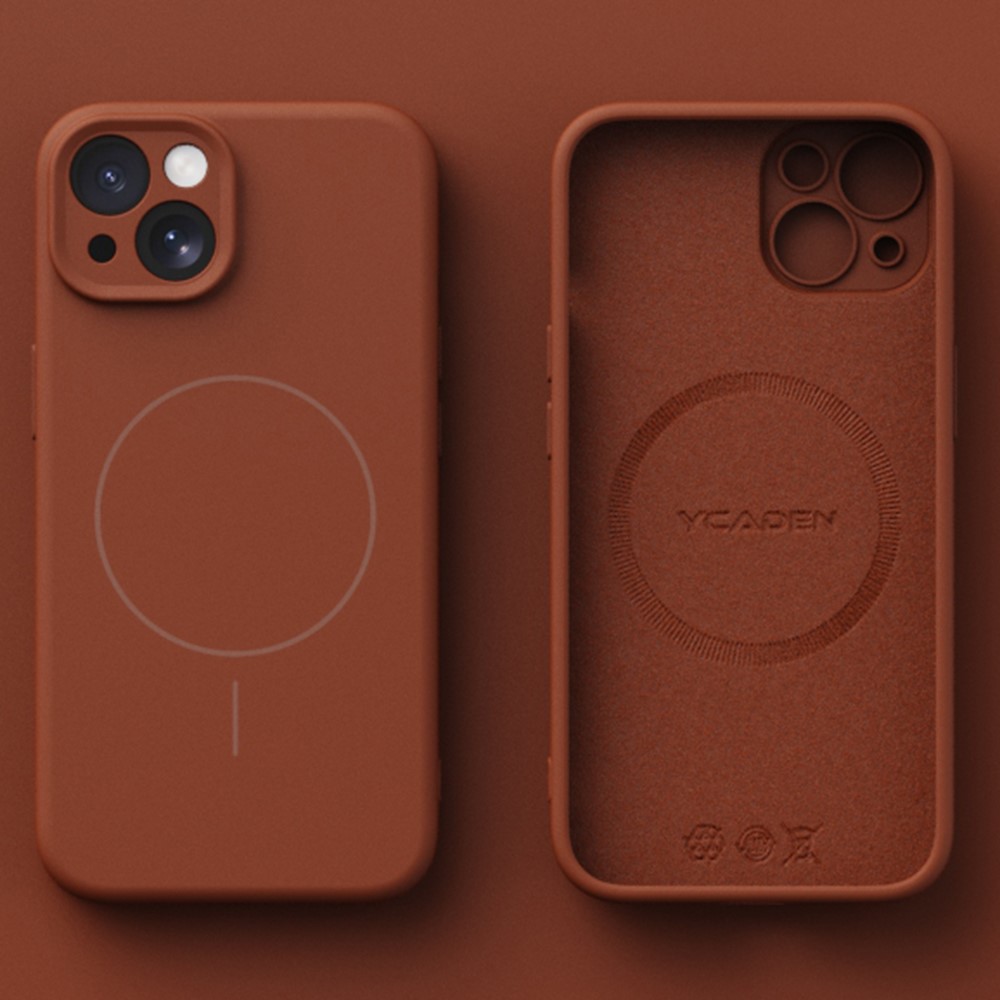 YCADEN For iPhone 15 Case Compatible with MagSafe Precision Cutouts Ultra Thin TPU Phone Cover - Tan