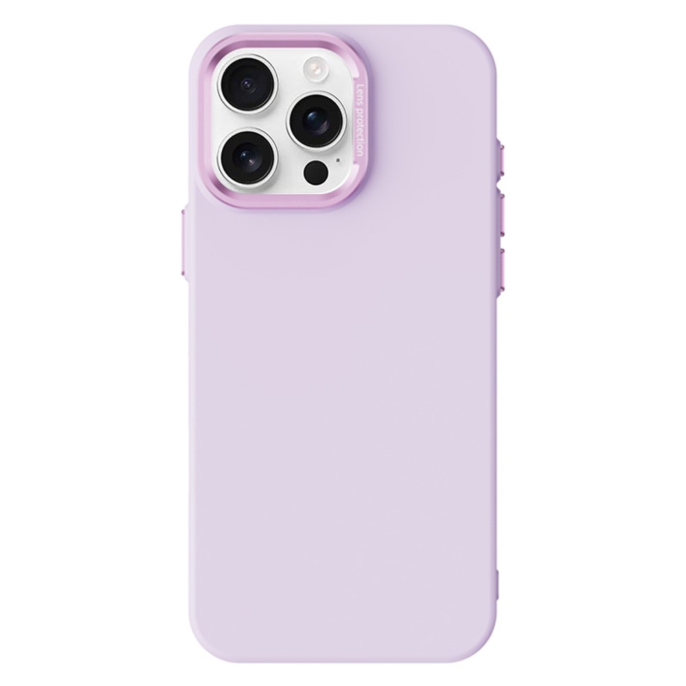 For iPhone 16 Pro Magnetic Case Plant-based Fiber + PC Phone Cover with Metal Lens Frame - Pink Purple