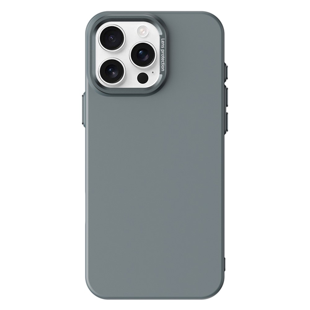 For iPhone 16 Pro Magnetic Case Plant-based Fiber + PC Phone Cover with Metal Lens Frame - Dark Grey
