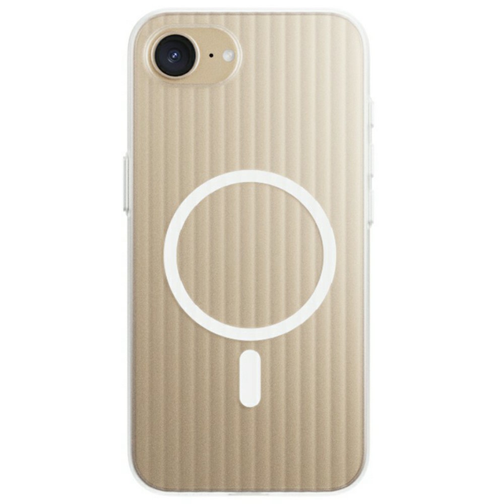 For iPhone 16e Case Compatible with MagSafe Corrugated Texture Hard PC Phone Cover - Transparent White