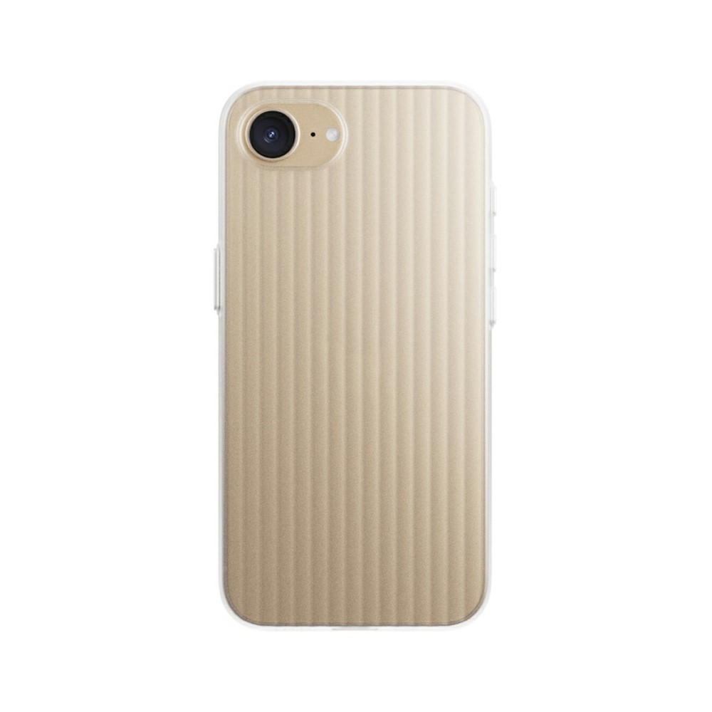 For iPhone 16e PC Phone Case Corrugated Textured Protective Back Cover - Transparent White