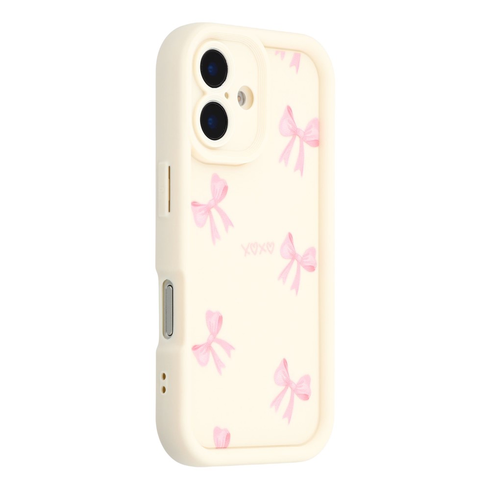 For iPhone 17 Case Aesthetic Pattern Print TPU Shockproof Phone Cover - Bow / White
