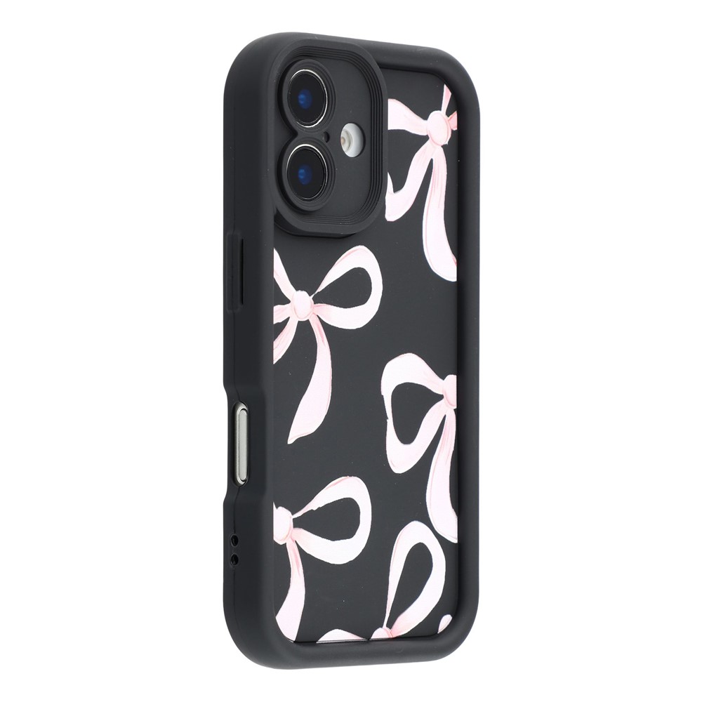 For iPhone 17 Case Aesthetic Pattern Print TPU Shockproof Phone Cover - Big Bow / Black