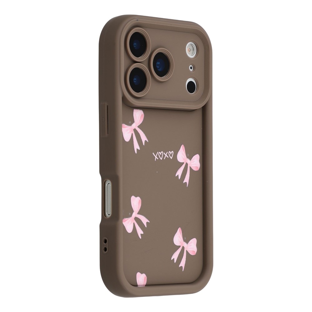 For iPhone 17 Pro Max Case Aesthetic Pattern Print TPU Shockproof Phone Cover - Bow / Brown