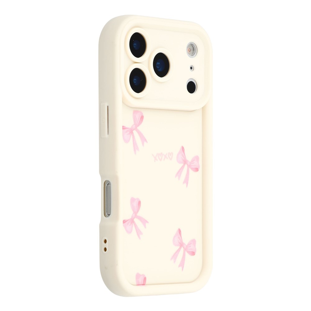 For iPhone 17 Pro Case Aesthetic Pattern Print TPU Shockproof Phone Cover - Bow / White