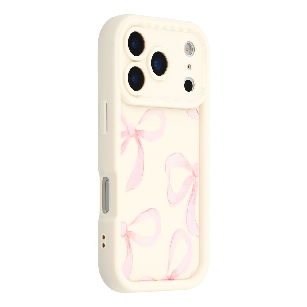 For iPhone 17 Pro Case Aesthetic Pattern Print TPU Shockproof Phone Cover - Big Bow / White