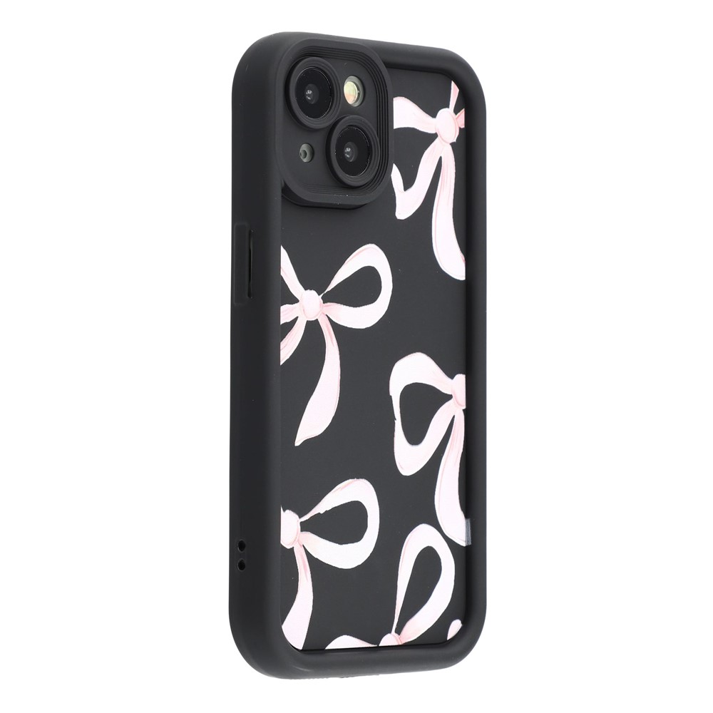 For iPhone 14 Plus Case Aesthetic Pattern Print TPU Shockproof Phone Cover - Big Bow / Black
