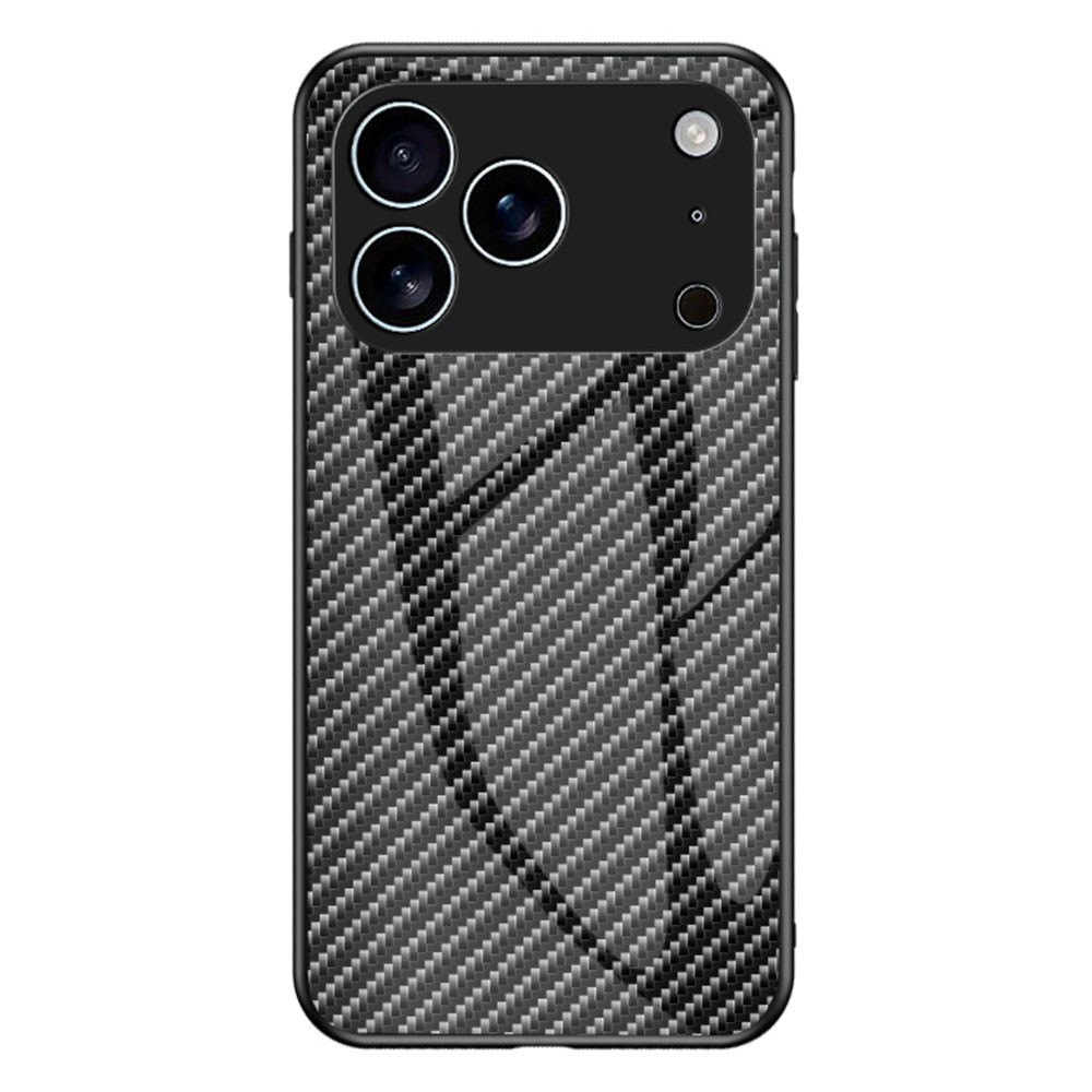 For iPhone 17 Pro Max Case Tempered Glass Shockproof Phone Cover - Black Fiber