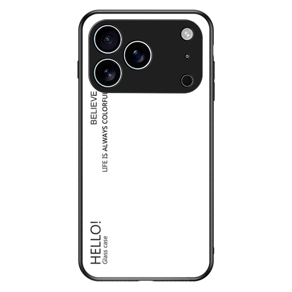 For iPhone 17 Pro Max Case Anti-Scratch Tempered Glass + PC + TPU Phone Cover - White