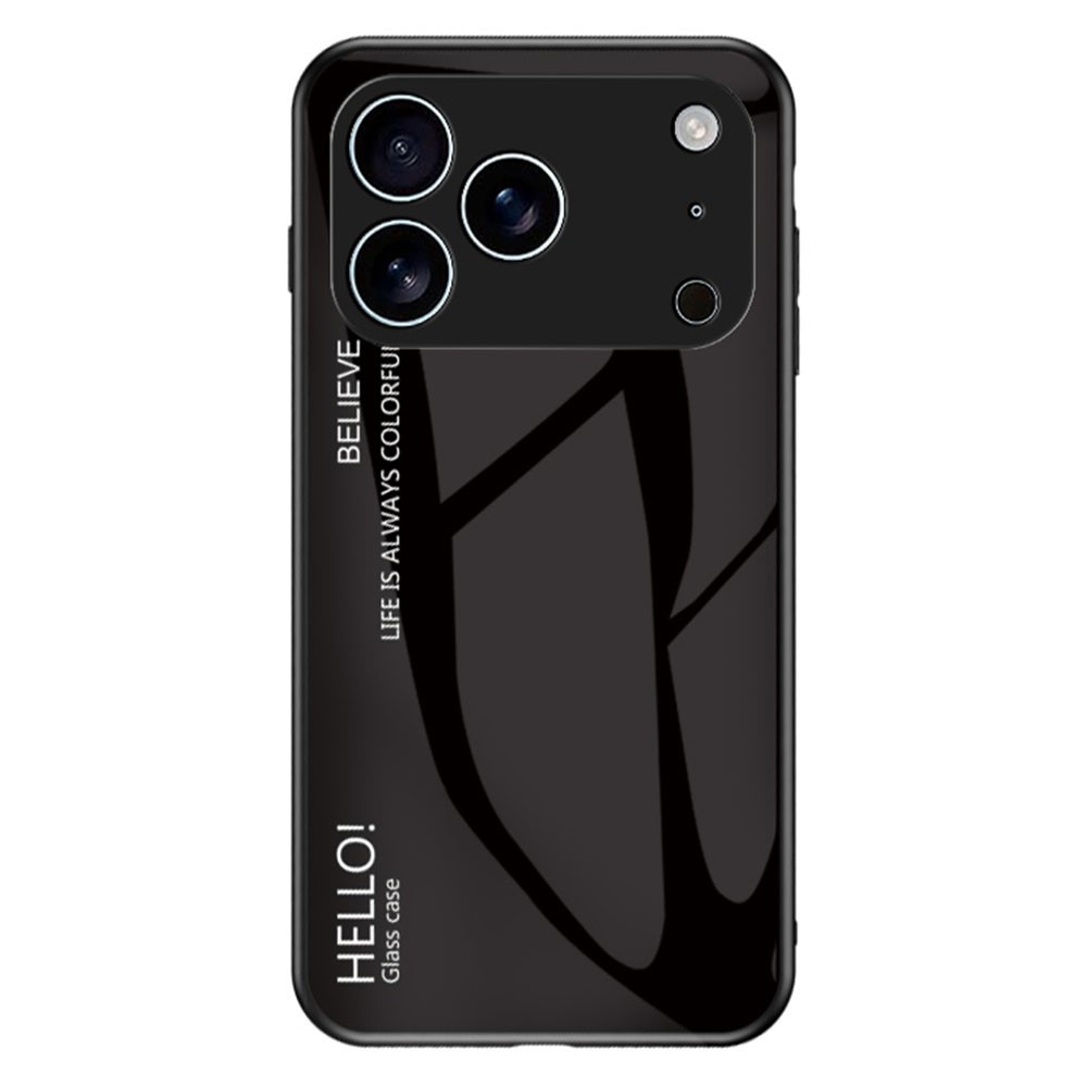 For iPhone 17 Pro Max Case Anti-Scratch Tempered Glass + PC + TPU Phone Cover - Black