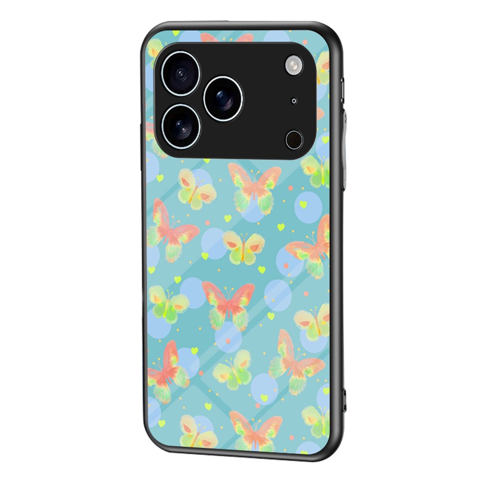 For iPhone 17 Pro Max Case Butterfly Pattern TPU + Tempered Glass Protective Phone Cover - Lush Butterfly