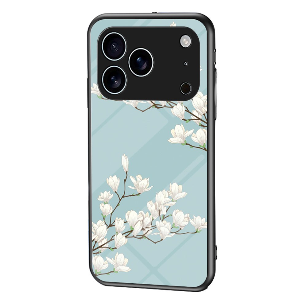 For iPhone 17 Pro Max Case Floral Pattern TPU + Tempered Glass Protective Phone Cover - Gardenias