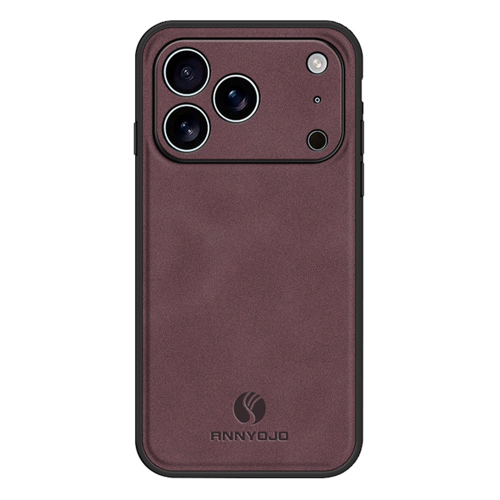 ANNYOJO For iPhone 17 Pro Max Case PU Leather + PC + TPU Anti Drop Phone Back Cover - Wine Red