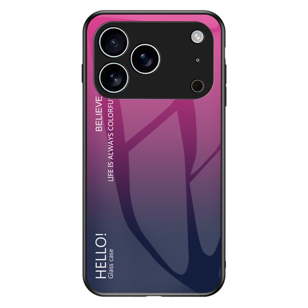 For iPhone 17 Pro Case Anti-Scratch Tempered Glass + PC + TPU Phone Cover - Gradient Rose