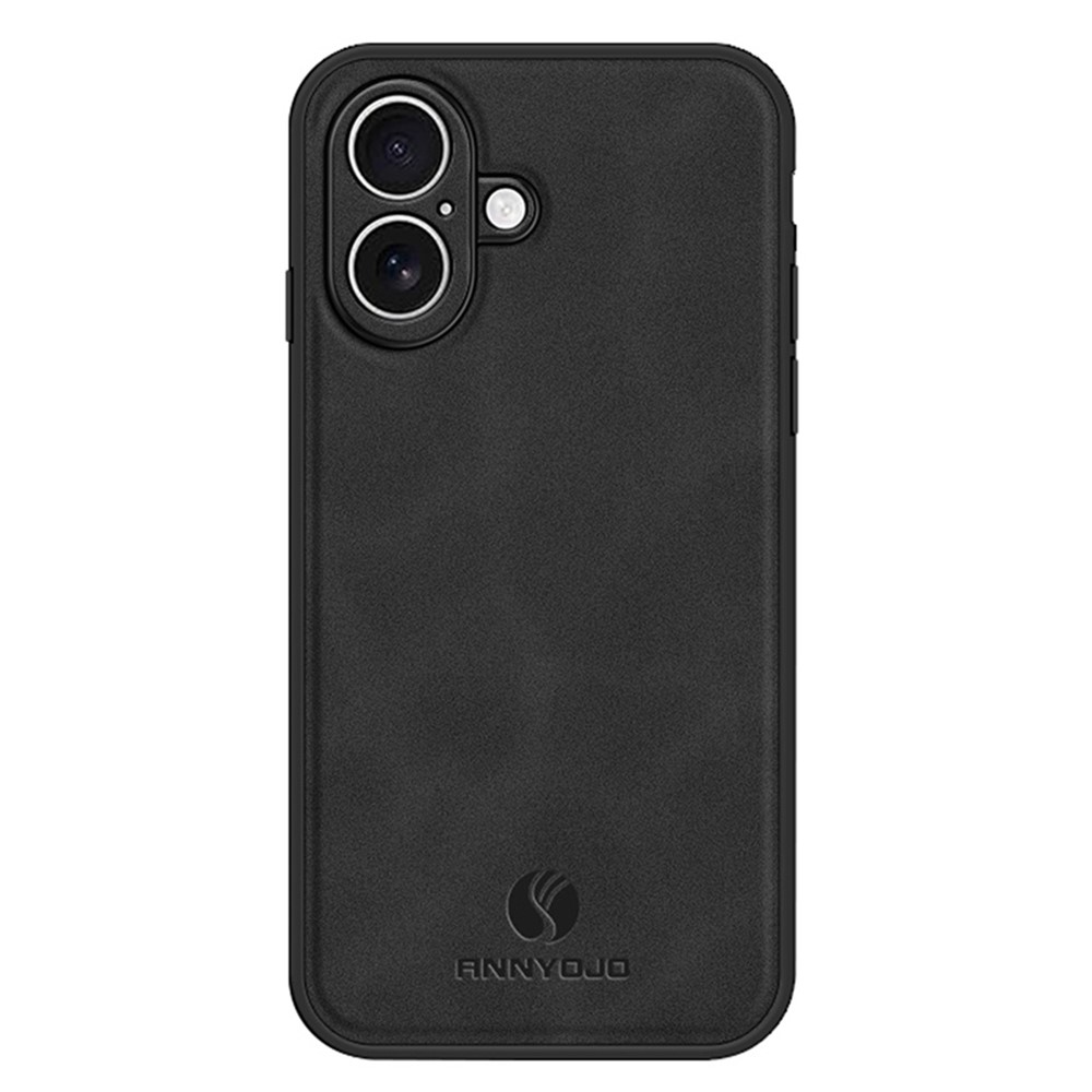 ANNYOJO For iPhone 17 Case PU Leather + PC + TPU Anti Drop Phone Back Cover - Black