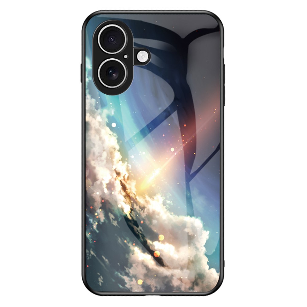 For iPhone 17 Case Starry Sky Pattern Tempered Glass Phone Cover - Bright Starry Sky