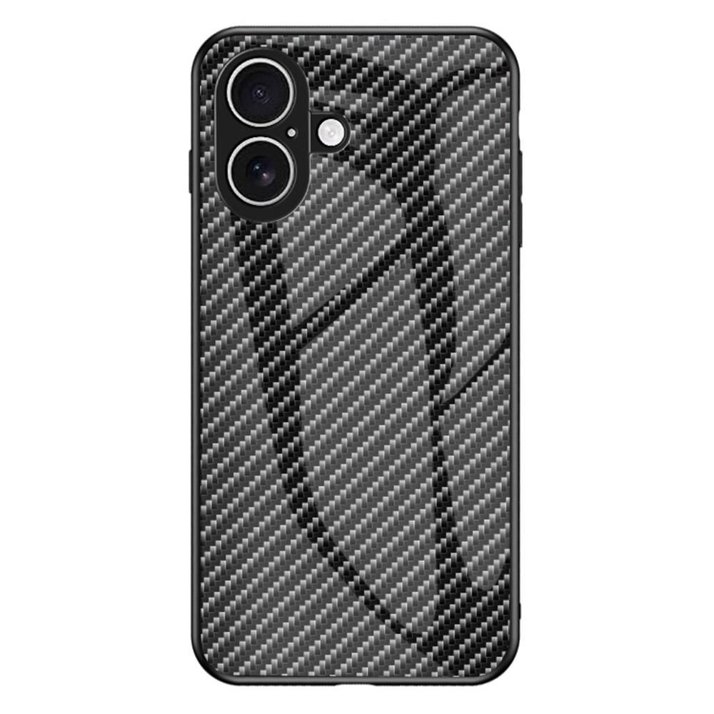 For iPhone 17 Case Tempered Glass Shockproof Phone Cover - Black Fiber
