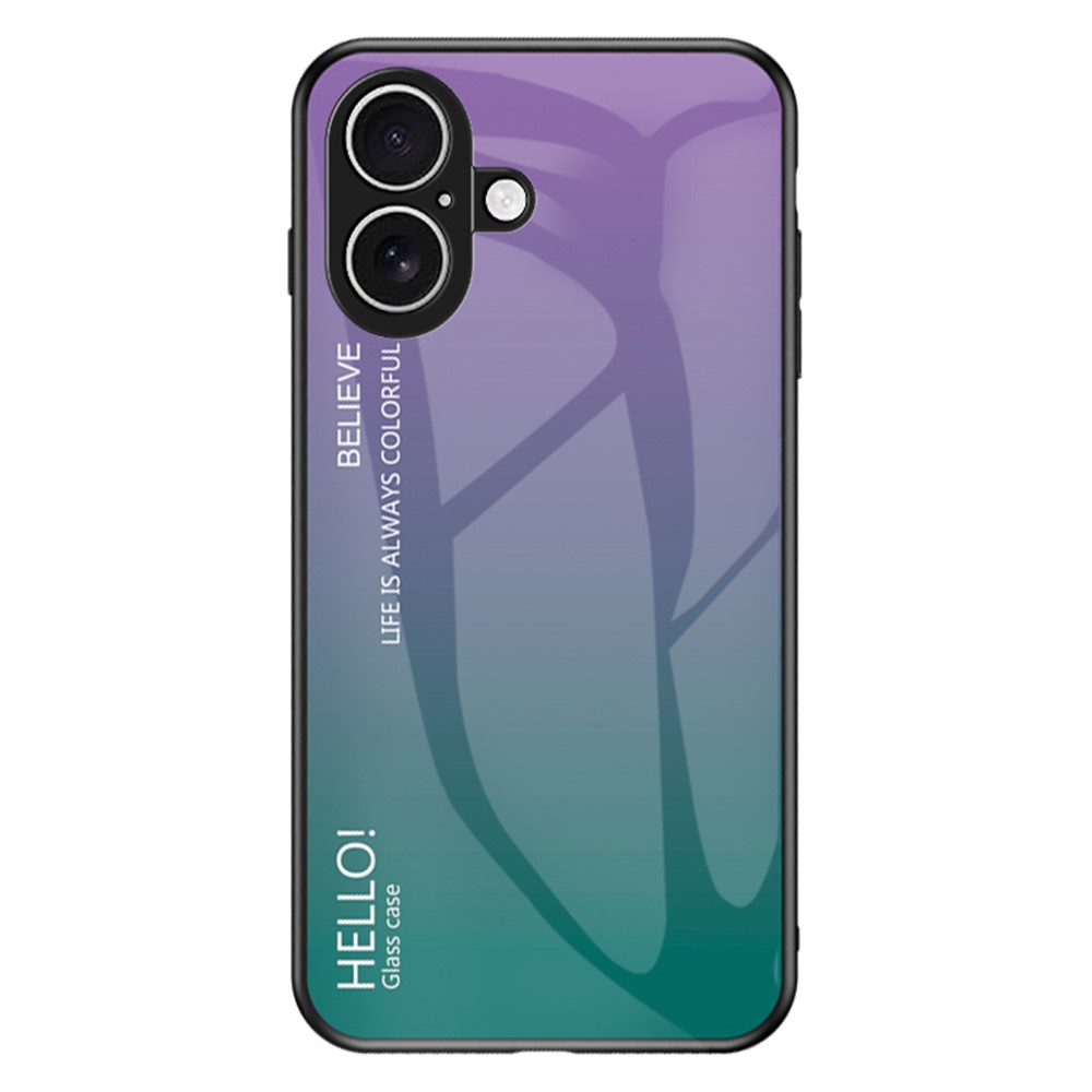 For iPhone 17 Case Anti-Scratch Tempered Glass + PC + TPU Phone Cover - Gradient Purple