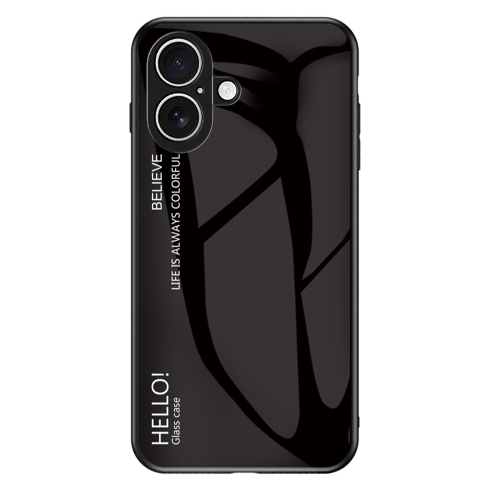 For iPhone 17 Case Anti-Scratch Tempered Glass + PC + TPU Phone Cover - Black