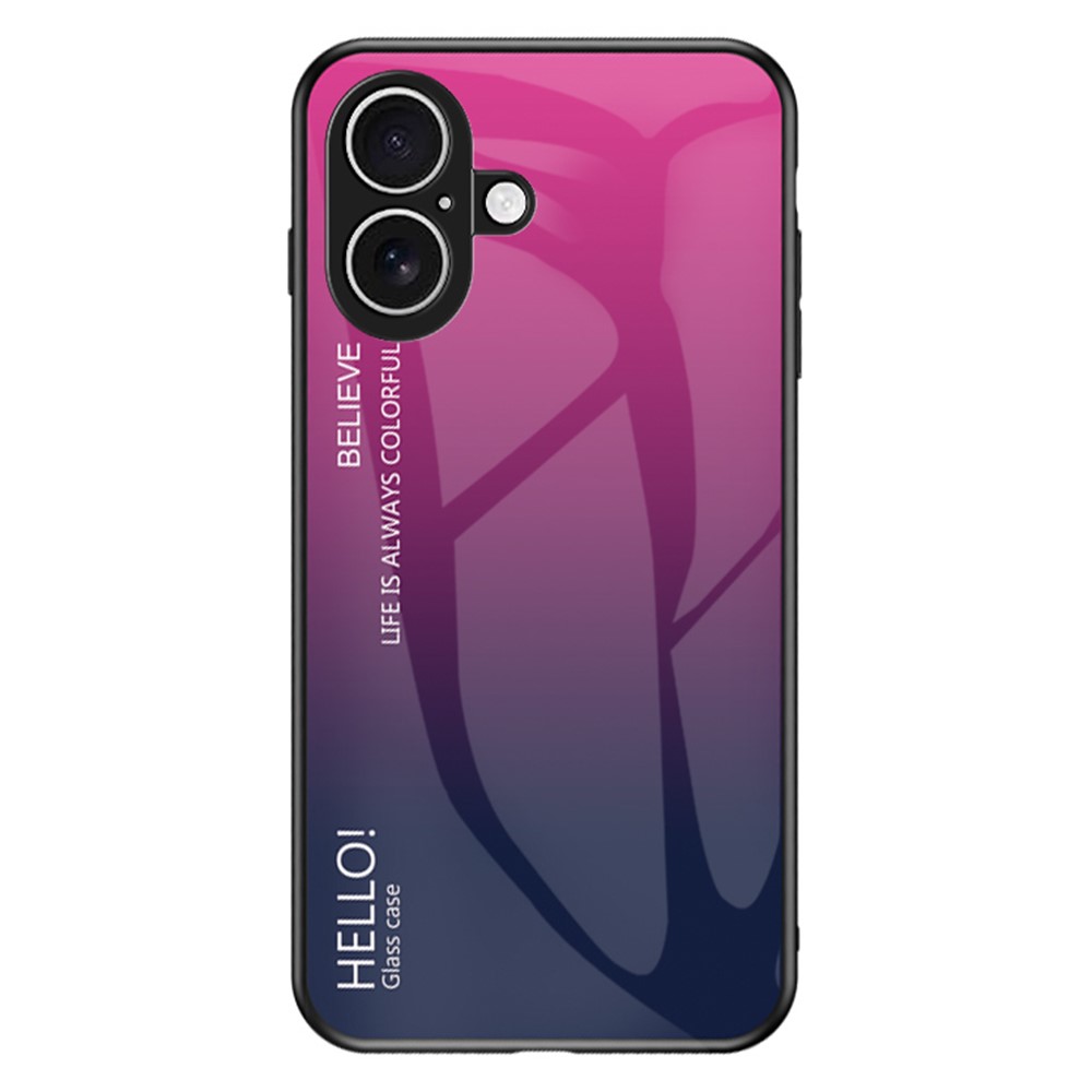 For iPhone 17 Case Anti-Scratch Tempered Glass + PC + TPU Phone Cover - Gradient Rose