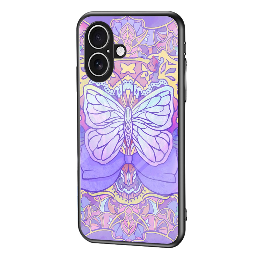 For iPhone 17 Case Butterfly Pattern TPU + Tempered Glass Protective Phone Cover - Phantom Butterfly