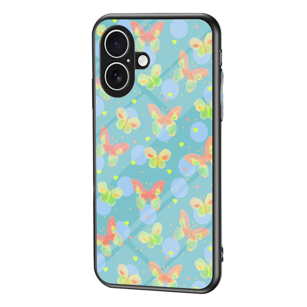 For iPhone 17 Case Butterfly Pattern TPU + Tempered Glass Protective Phone Cover - Lush Butterfly