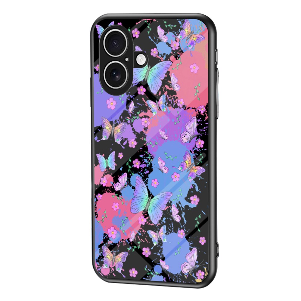 For iPhone 17 Case Butterfly Pattern TPU + Tempered Glass Protective Phone Cover - Brilliant Butterfly