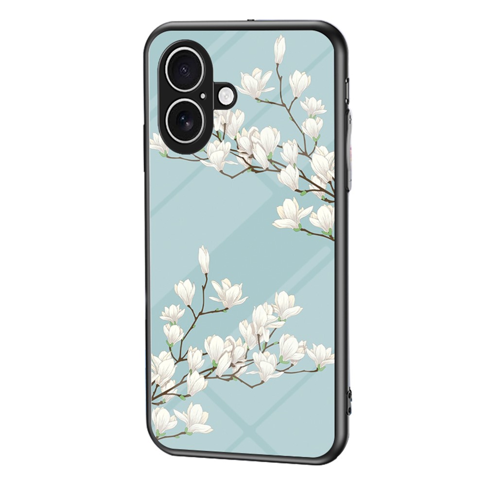 For iPhone 17 Case Floral Pattern TPU + Tempered Glass Protective Phone Cover - Gardenias