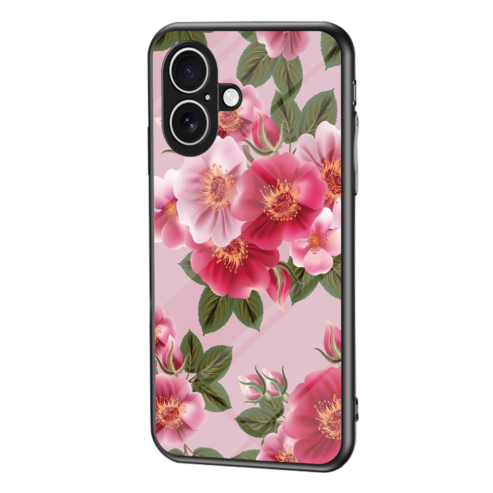 For iPhone 17 Case Floral Pattern TPU + Tempered Glass Protective Phone Cover - Glamorous Peony