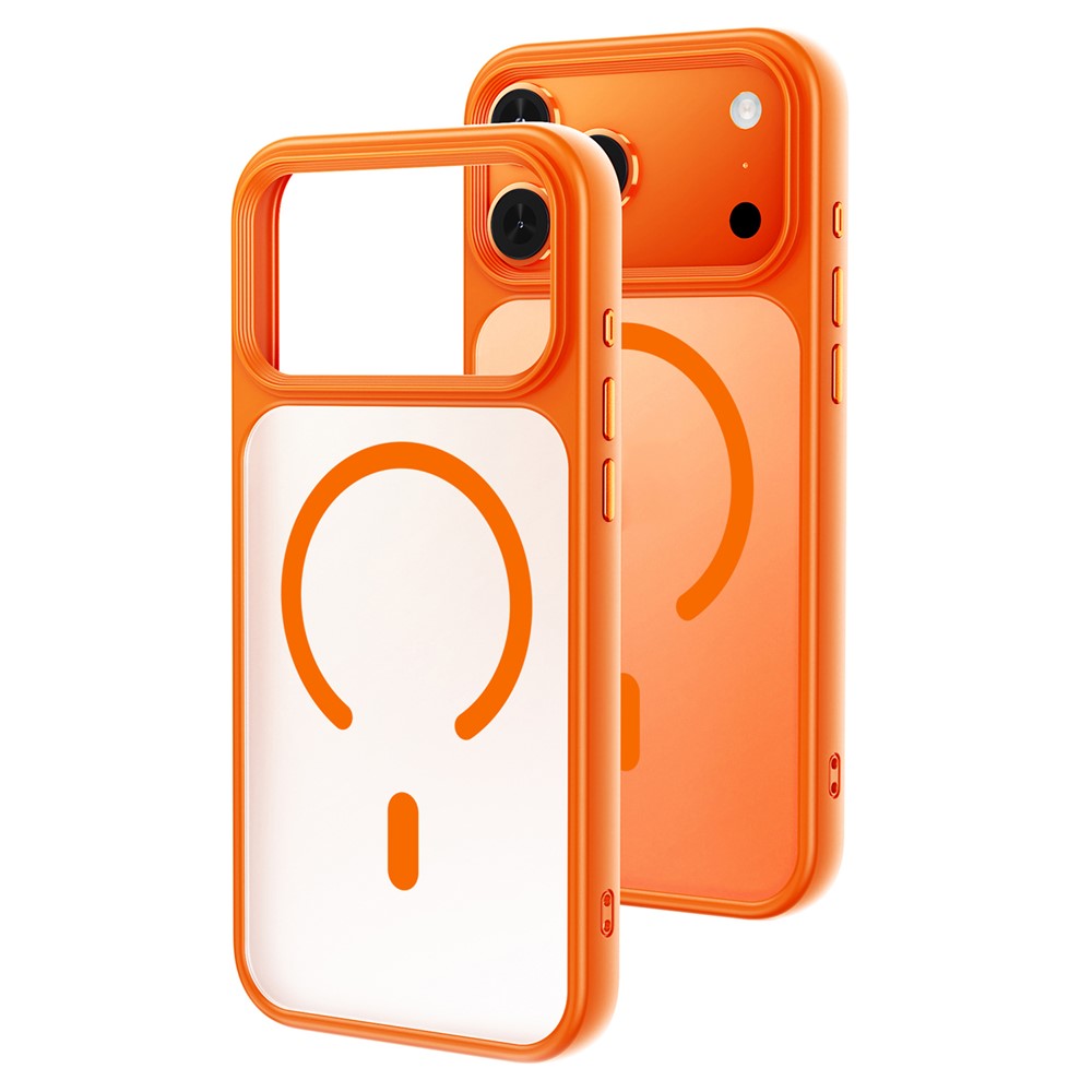 For iPhone 17 Pro Max Magnetic Case Skin-Feel Rubberized PC + TPU Phone Cover Compatible with MagSafe - Orange