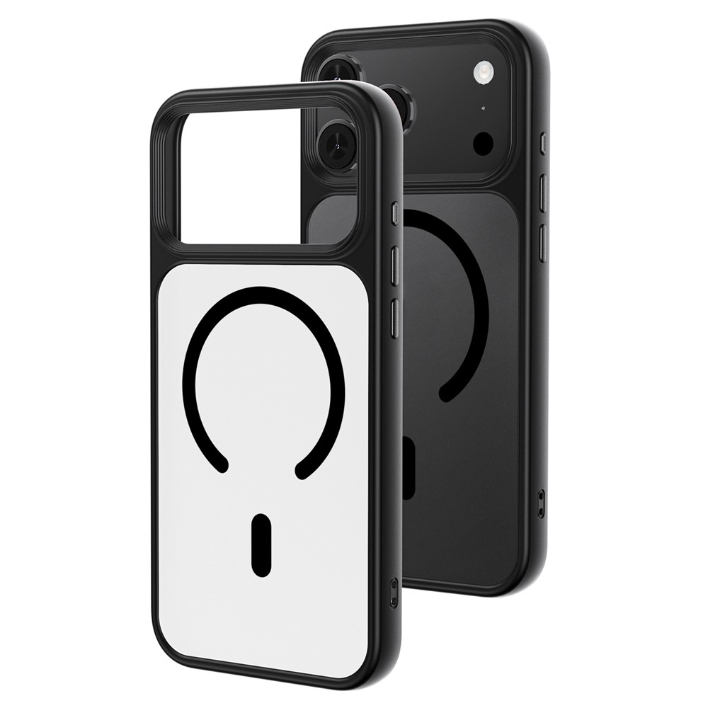 For iPhone 17 Pro Max Magnetic Case Skin-Feel Rubberized PC + TPU Phone Cover Compatible with MagSafe - Black