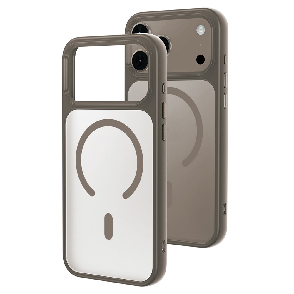 For iPhone 17 Pro Max Magnetic Case Skin-Feel Rubberized PC + TPU Phone Cover Compatible with MagSafe - Titanium Grey