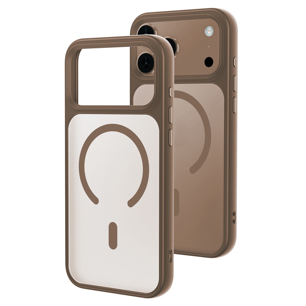 For iPhone 17 Pro Magnetic Case Skin-Feel Rubberized PC + TPU Phone Cover Compatible with MagSafe - Desert Gold