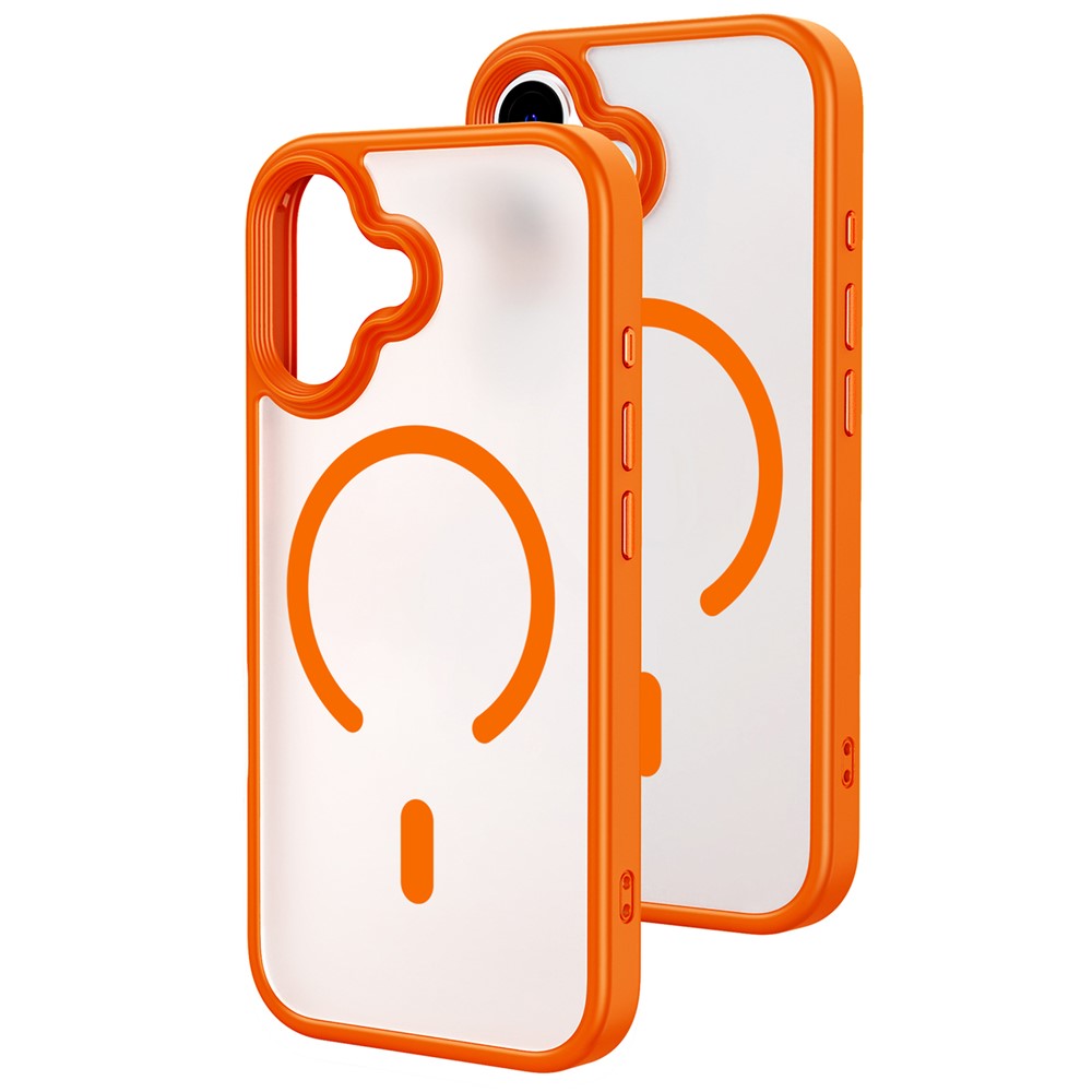 For iPhone 17 Magnetic Case Skin-Feel Rubberized PC + TPU Phone Cover Compatible with MagSafe - Orange