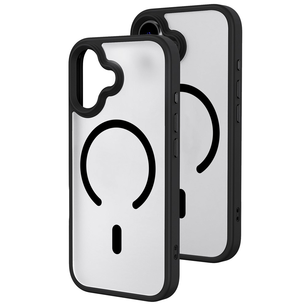 For iPhone 17 Magnetic Case Skin-Feel Rubberized PC + TPU Phone Cover Compatible with MagSafe - Black
