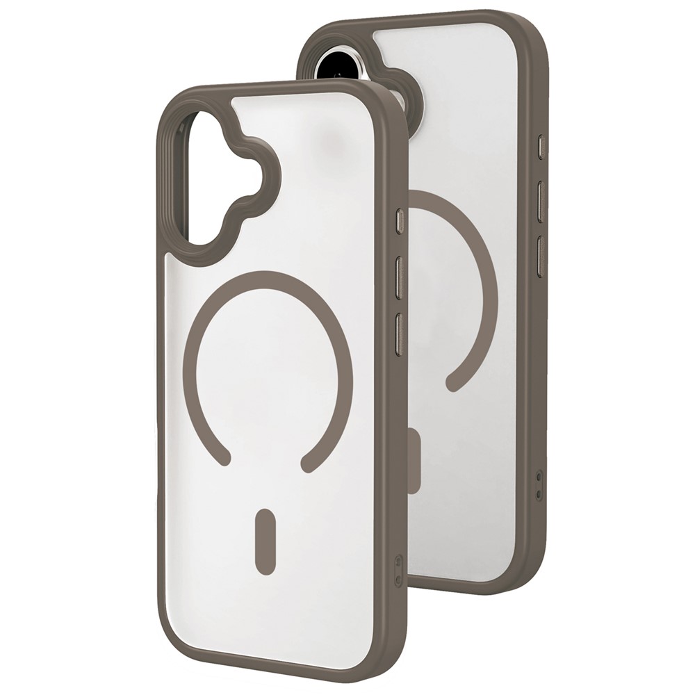 For iPhone 17 Magnetic Case Skin-Feel Rubberized PC + TPU Phone Cover Compatible with MagSafe - Titanium Grey