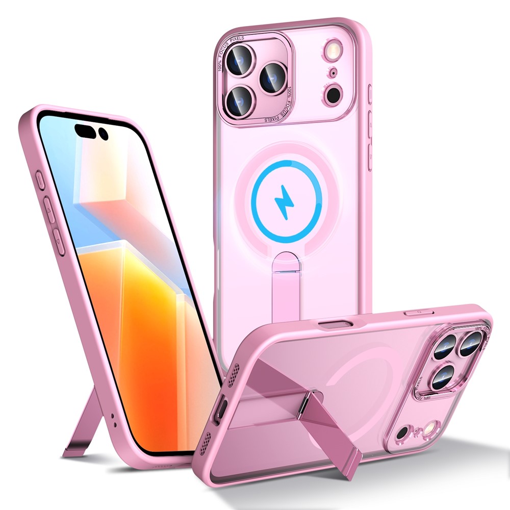 For iPhone 17 Pro Max Case Compatible with MagSafe Kickstand TPU + Acrylic Phone Cover - Pink