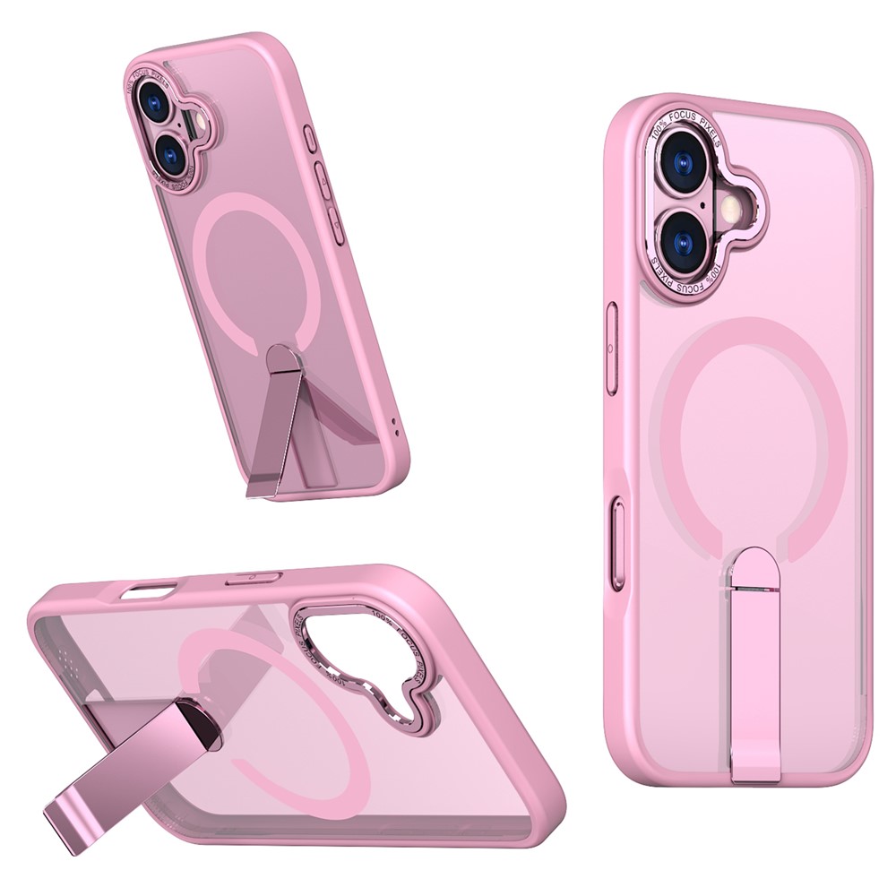 For iPhone 17 Case Compatible with MagSafe Kickstand TPU + Acrylic Phone Cover - Pink