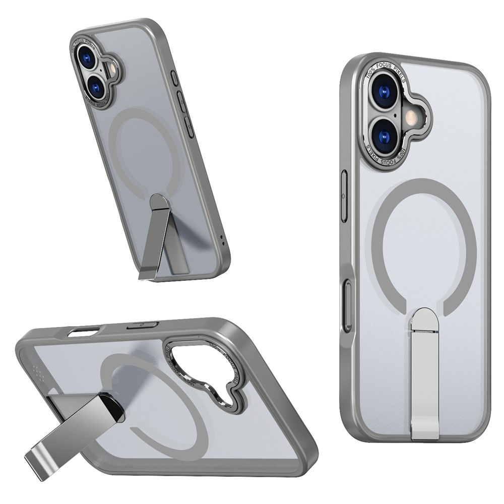 For iPhone 17 Case Compatible with MagSafe Kickstand TPU + Acrylic Phone Cover - Titanium Grey