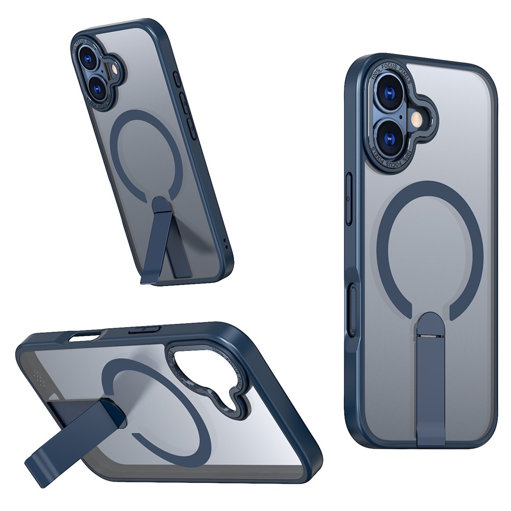 For iPhone 17 Case Compatible with MagSafe Kickstand TPU + Acrylic Phone Cover - Blue