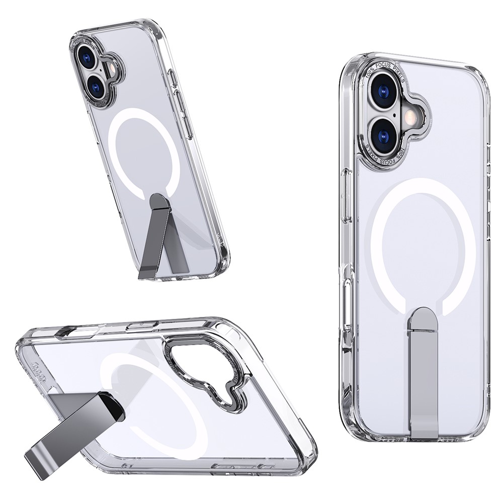For iPhone 17 Case Compatible with MagSafe Kickstand TPU + Acrylic Phone Cover - Transparent