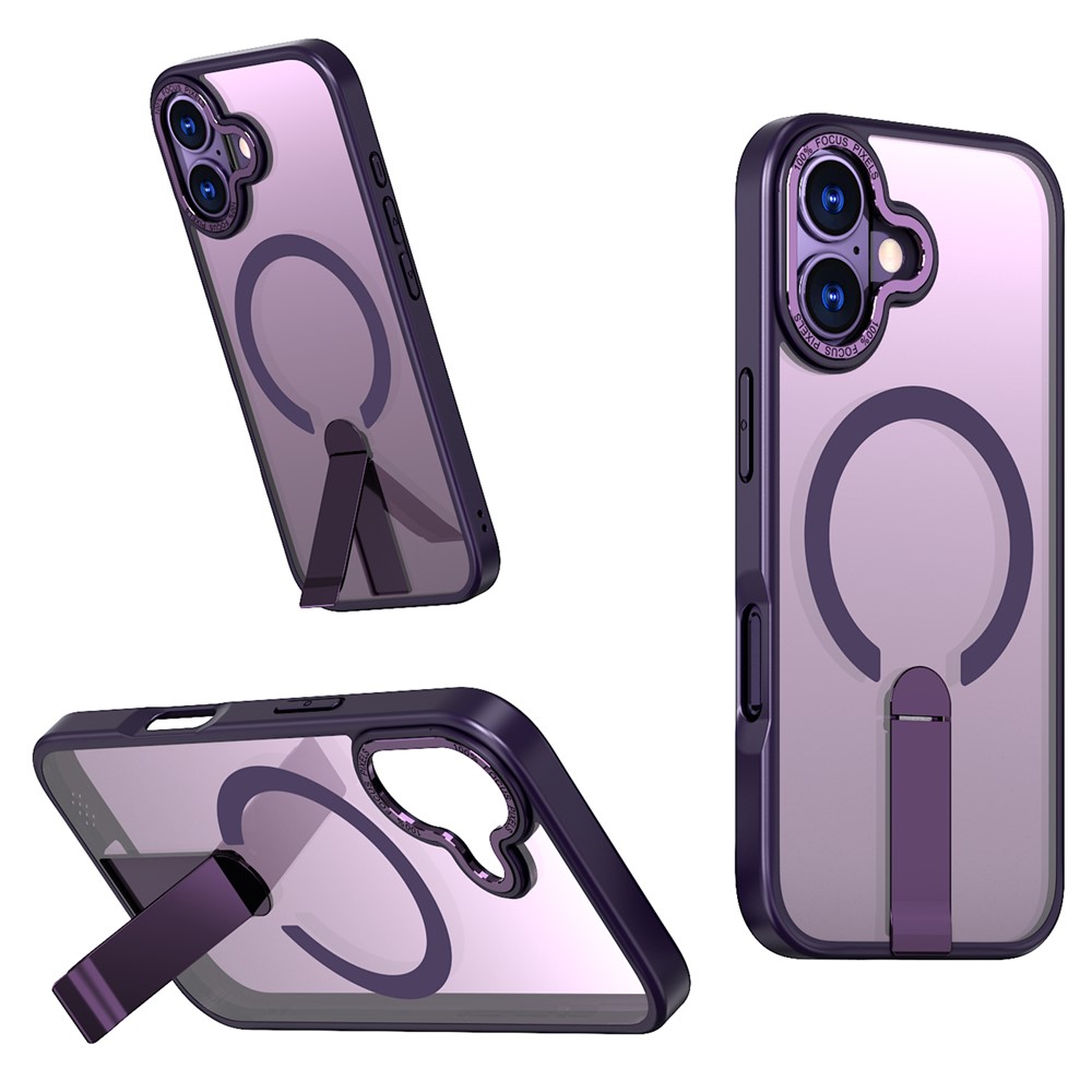 For iPhone 17 Case Compatible with MagSafe Kickstand TPU + Acrylic Phone Cover - Dark Purple