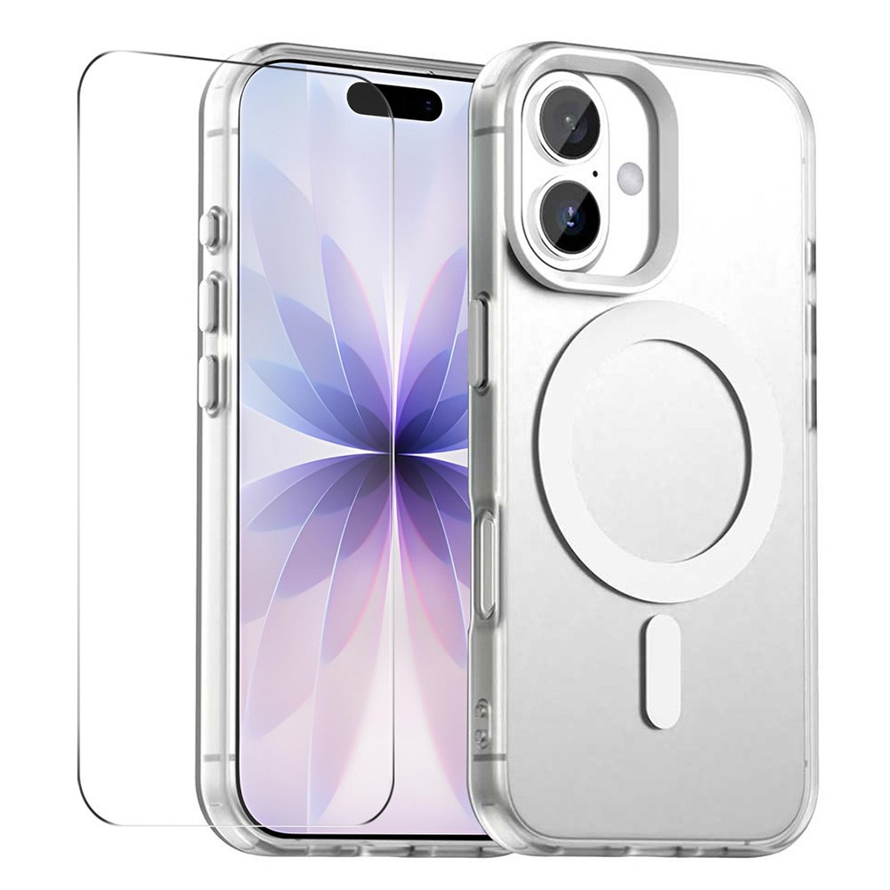 ENKAY HAT PRINCE For iPhone 17 Magnetic Case with 9H Screen Protector Clear PC Phone Cover - White