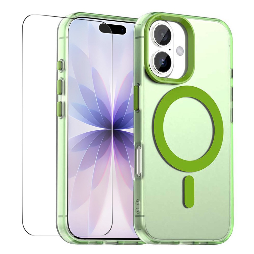 ENKAY HAT PRINCE For iPhone 17 Magnetic Case with 9H Screen Protector Clear PC Phone Cover - Green