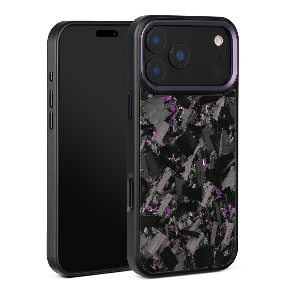 For iPhone 17 Pro Max Magnetic Case Large Texture Aramid Fiber + TPU Phone Cover with Metal Lens Frame - Purple Lens Frame + Purple