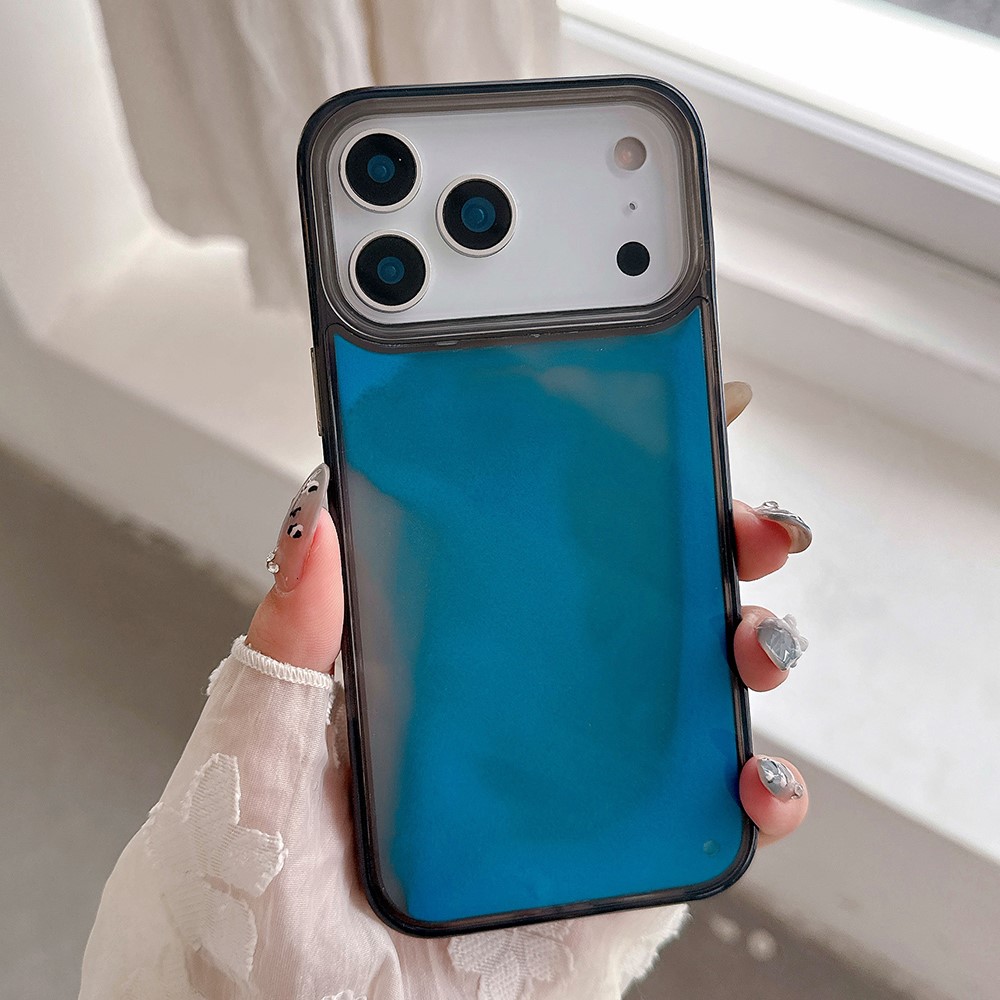 For iPhone 17 Pro Max Case Glow in the Dark Liquid Quicksand PC + TPU Phone Cover - Blue