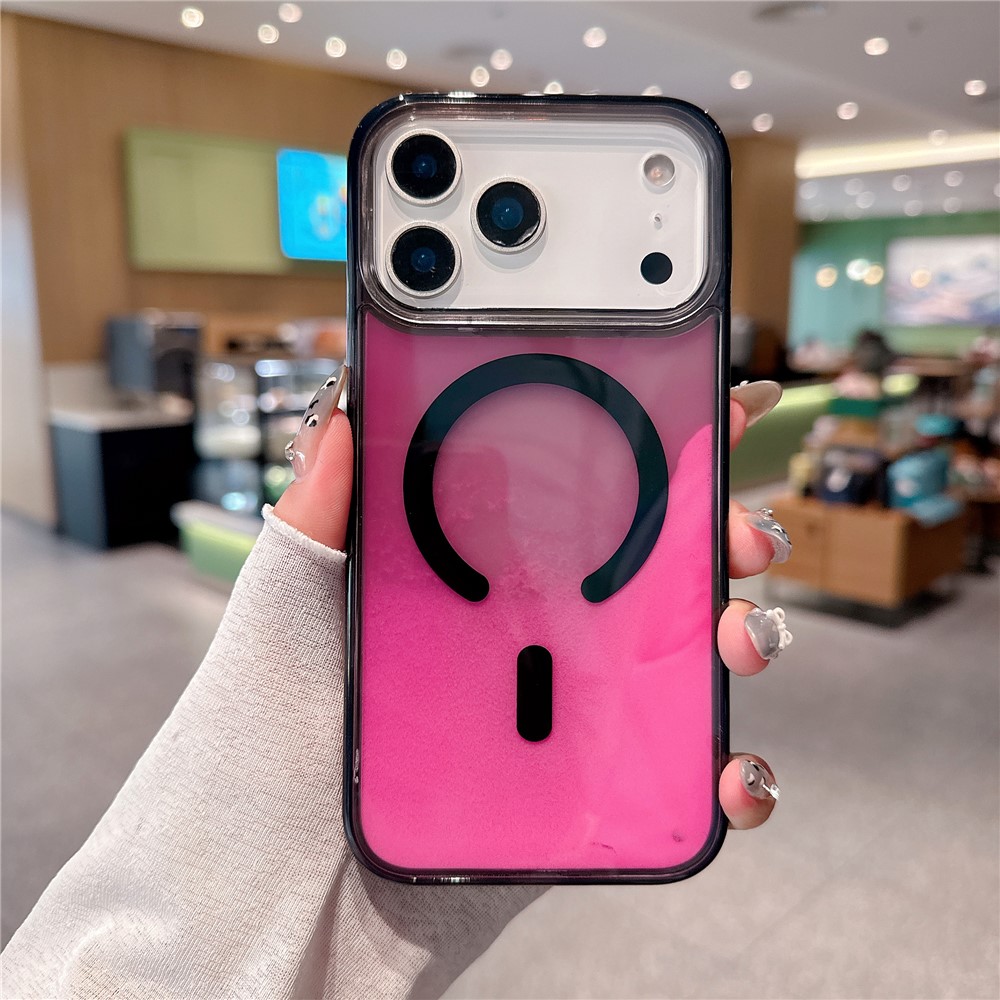 For iPhone 17 Pro Case Compatible with MagSafe Liquid Quicksand PC + TPU Luminous Phone Cover - Purple