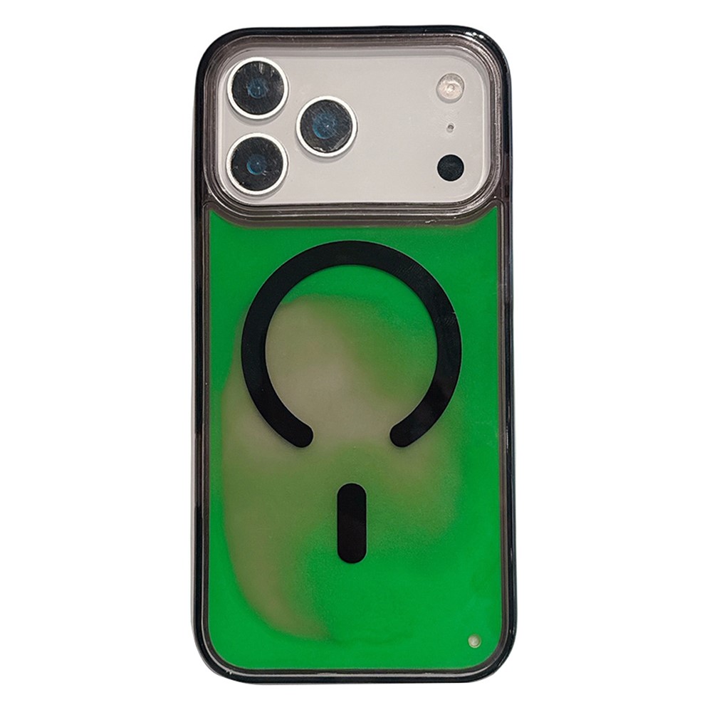 For iPhone 17 Pro Max Case Compatible with MagSafe Liquid Quicksand PC + TPU Luminous Phone Cover - Green