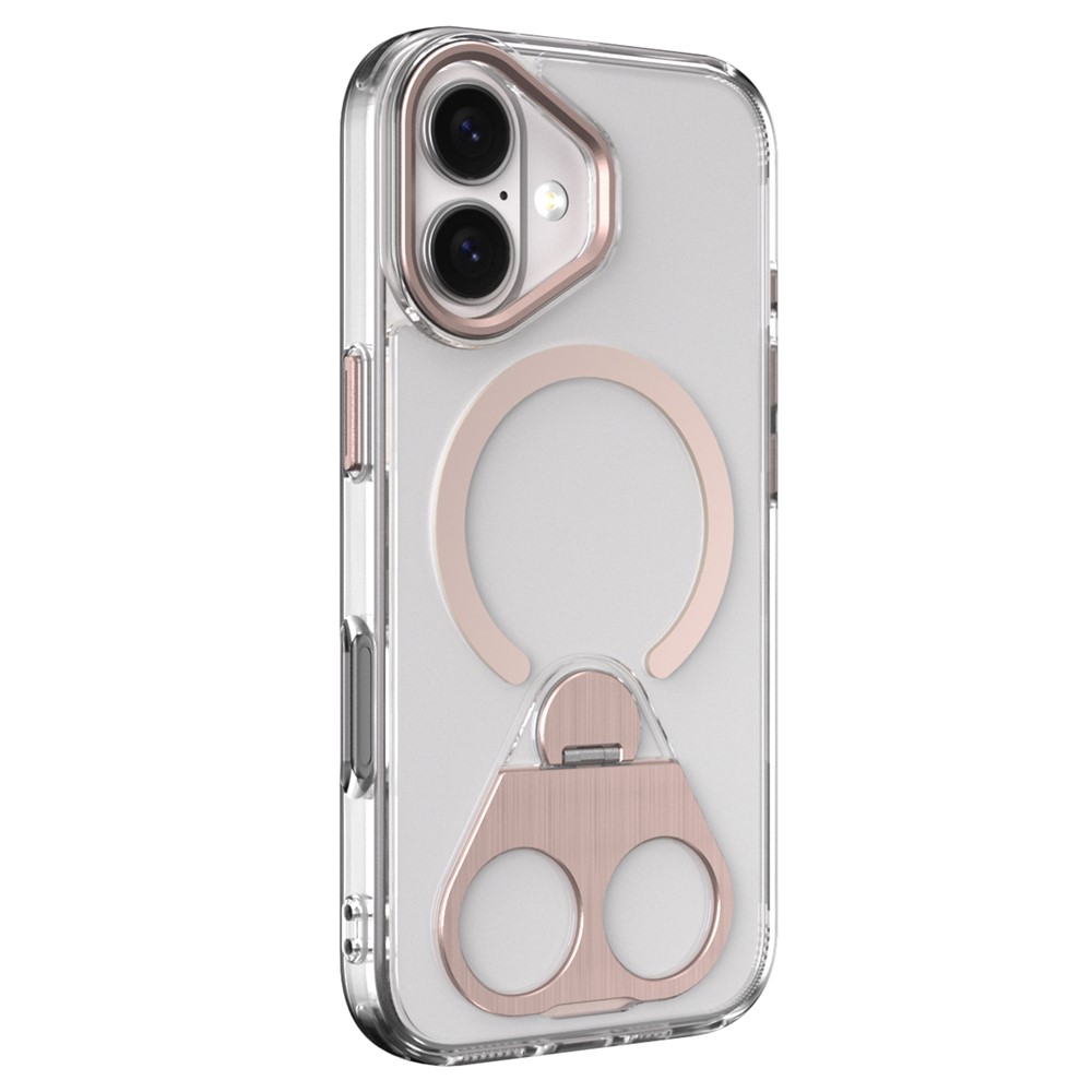 For iPhone 17 Phone Case Compatible with MagSafe TPU Acrylic Back Cover with Ring Kickstand - Pink